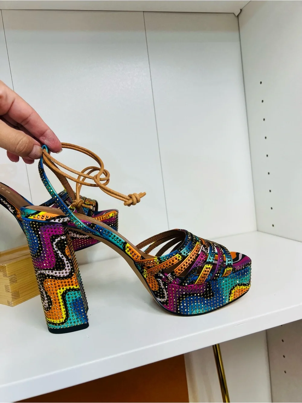 🔥🔥 Kurt Geiger Multicolor Platform Block Heel Sandals - Women size 36.5